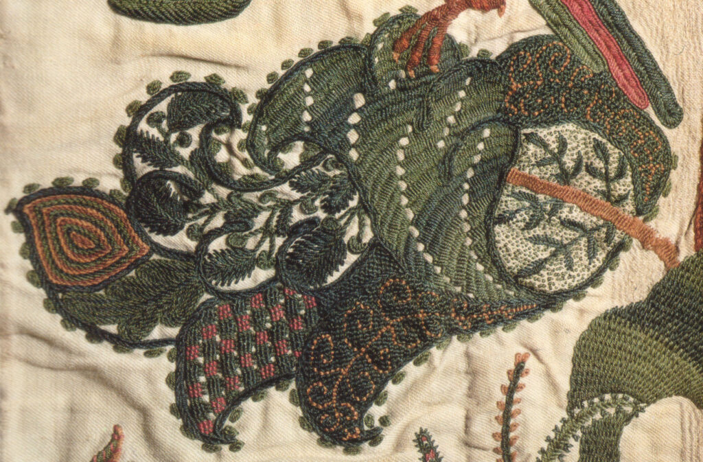 crewelwork embroidery drapery